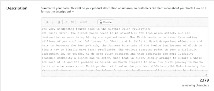 Edit book description