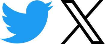 Twitter and X logos